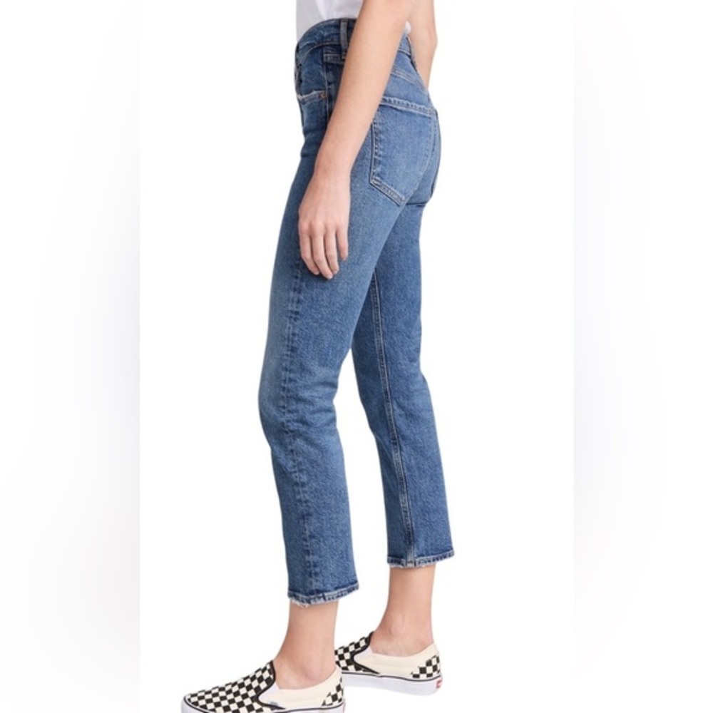 AGOLDE TUCKERNUCK BLUE DENIM HIGH RISE WAIST ANKLE BLUE ACID WASH JEANS 24